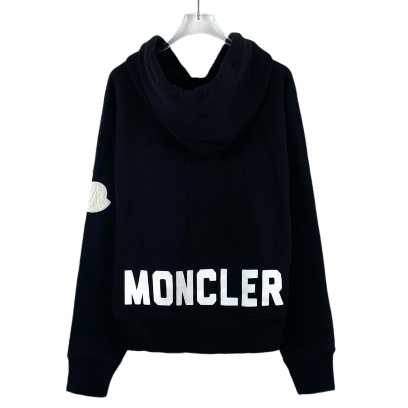 Moncler Black Logo Patch Print Hooded Long Sleeve Sweatshir