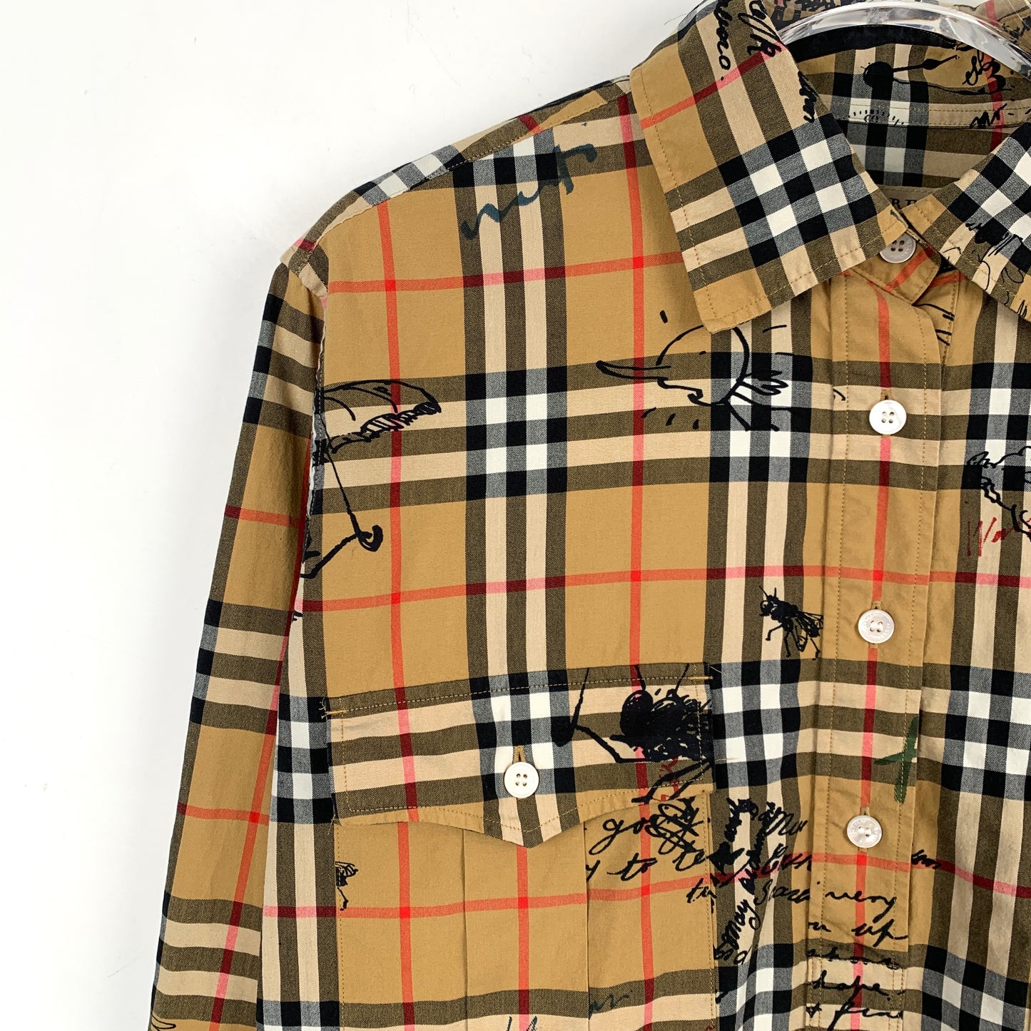 Burberry Brown Graffiti Check Cotton Long-Sleeve Shir