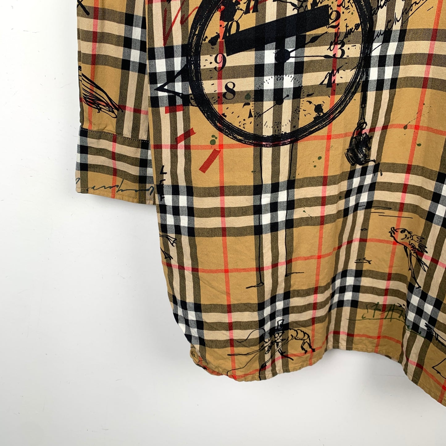 Burberry Brown Graffiti Check Cotton Long-Sleeve Shir