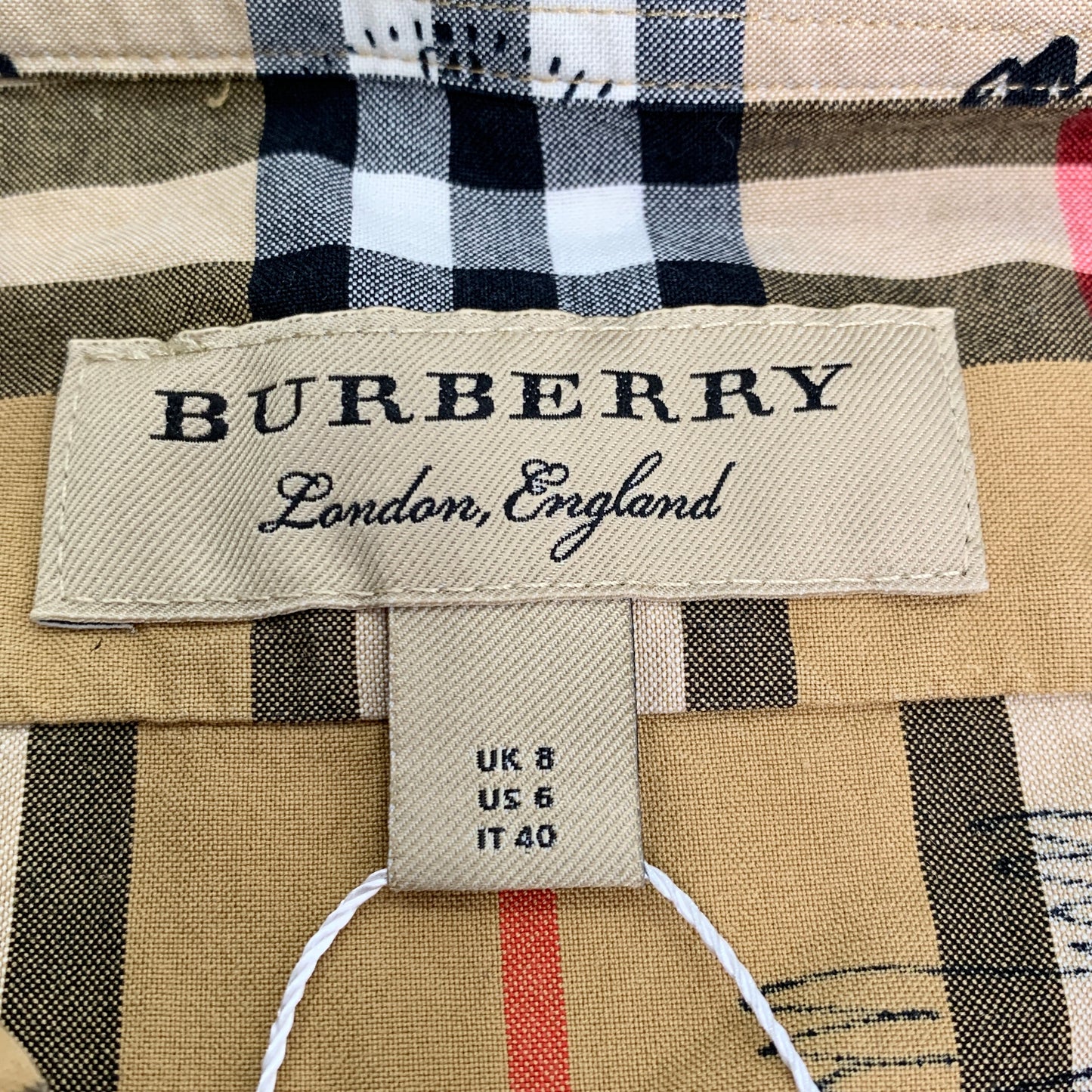 Burberry Brown Graffiti Check Cotton Long-Sleeve Shir