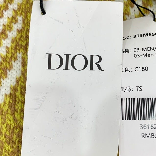 Dior Multi-Color Quilted Pattern Round Neck Wool Sweater