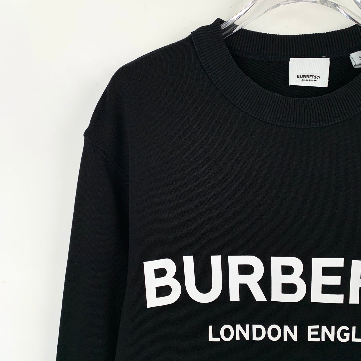 Burberry Black Logo Letter Print Crew Neck Long Sleeve Sweatshirt