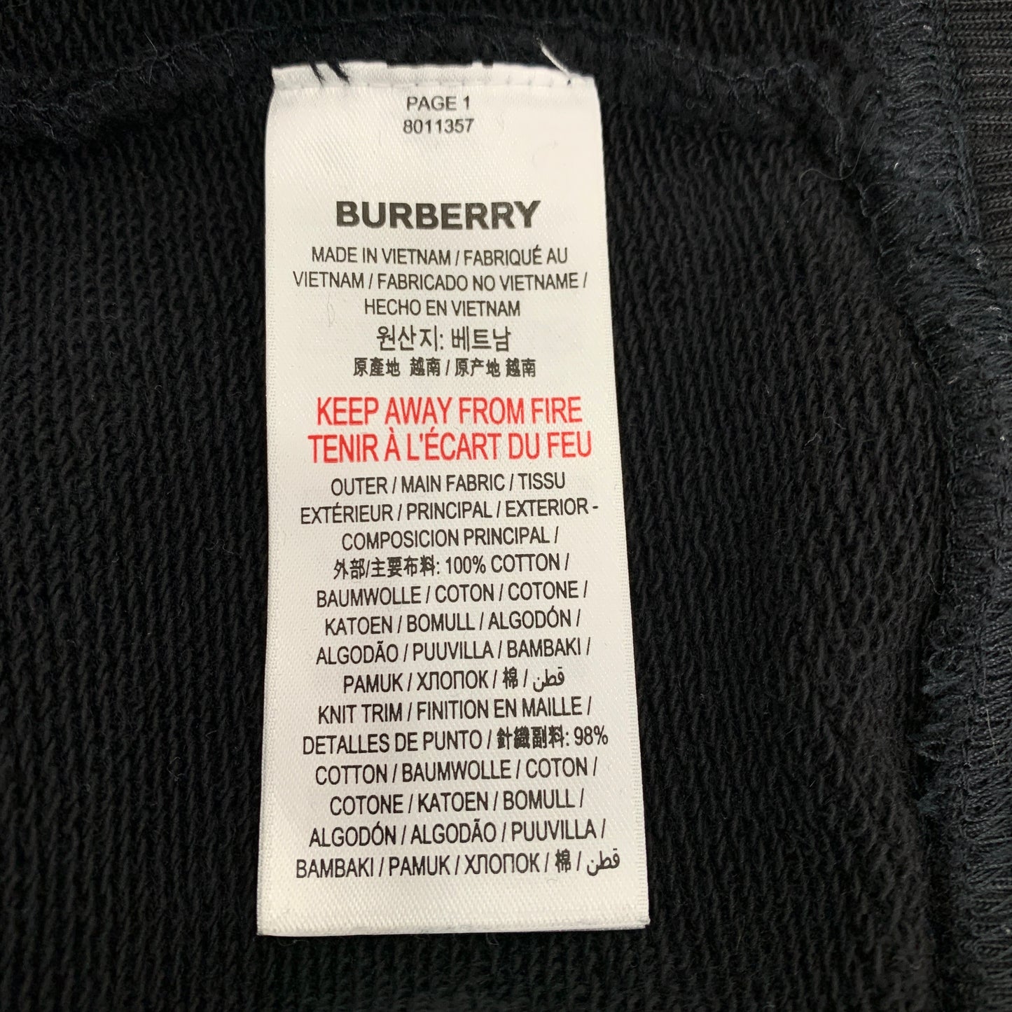 Burberry Black Logo Letter Print Crew Neck Long Sleeve Sweatshirt