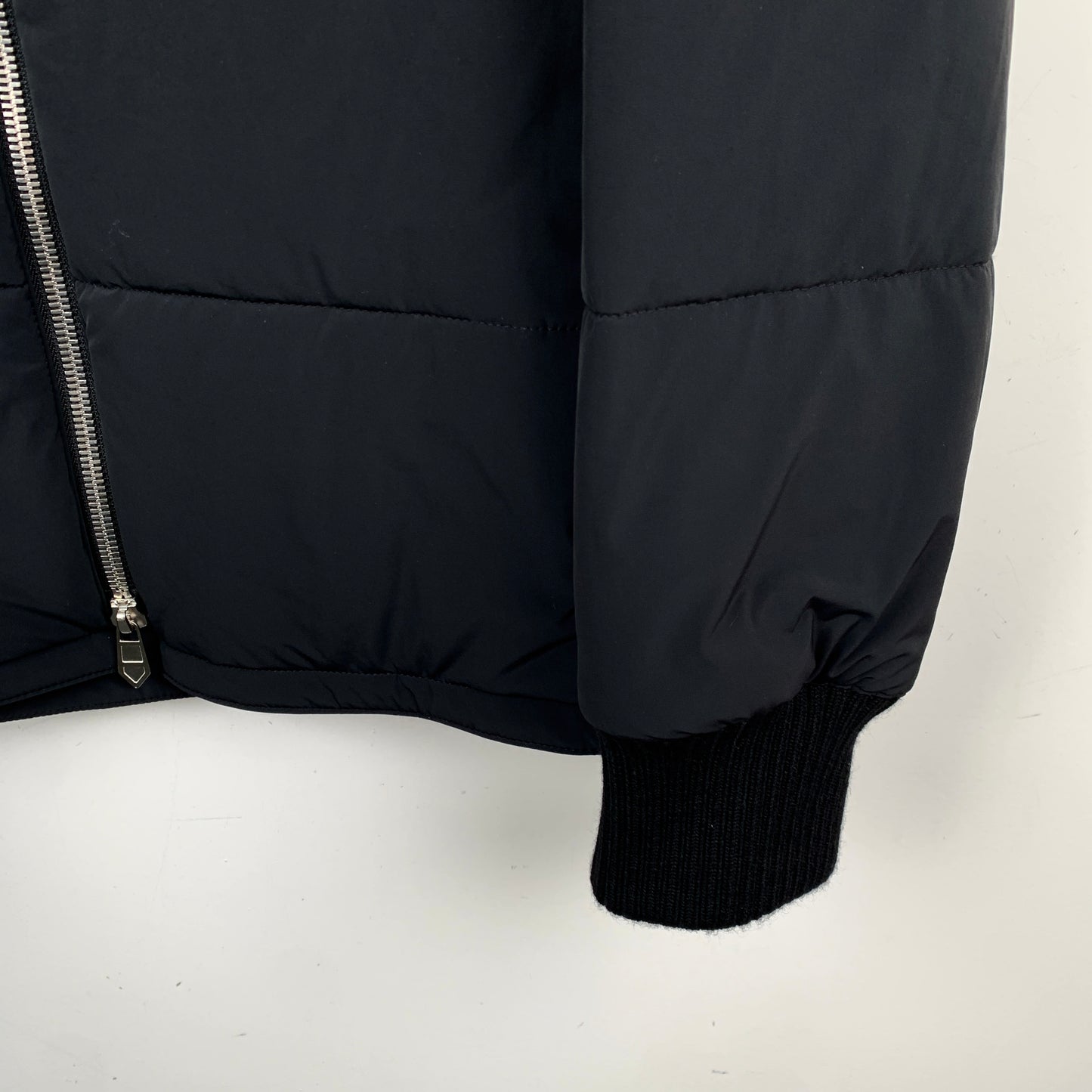 Hermes Black Leather Panel Zip-Up Jacket