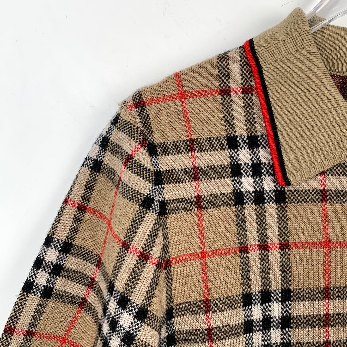 Burberry Brown Check Wool Knit Short Sleeve