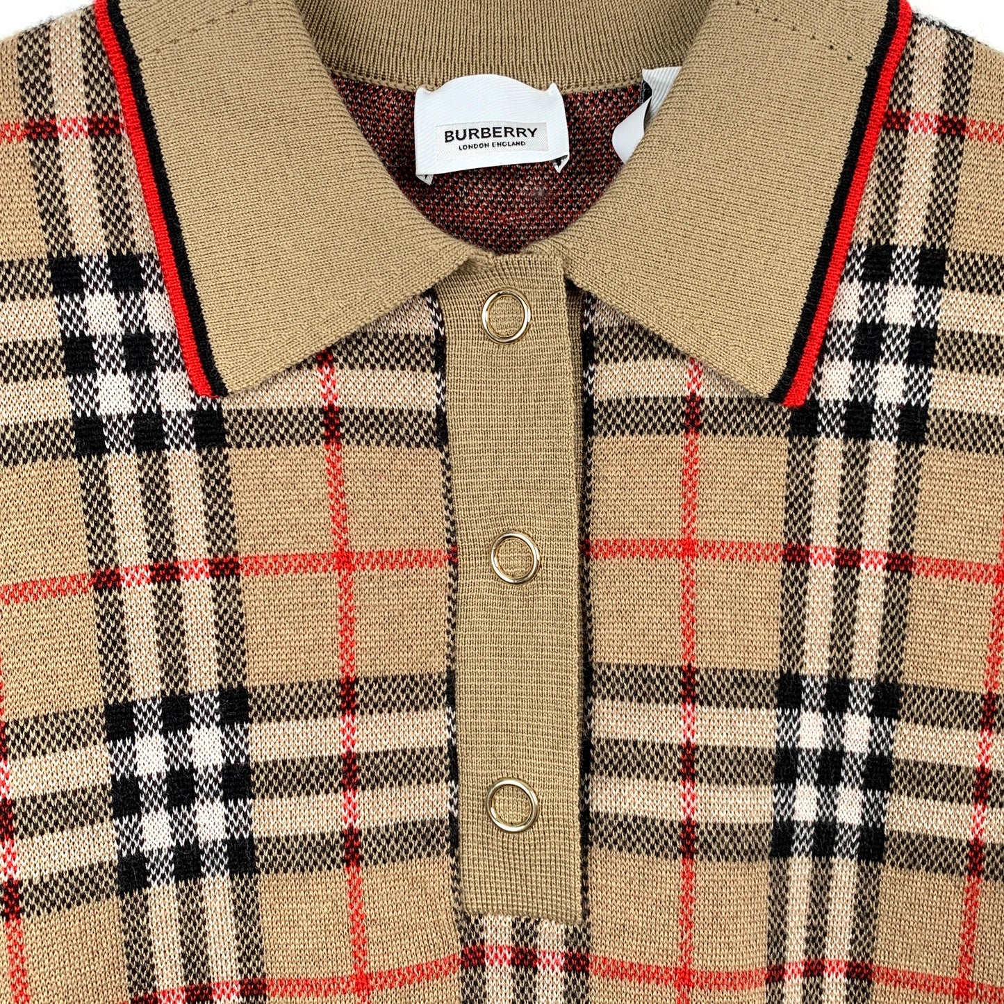 Burberry Brown Check Wool Knit Short Sleeve