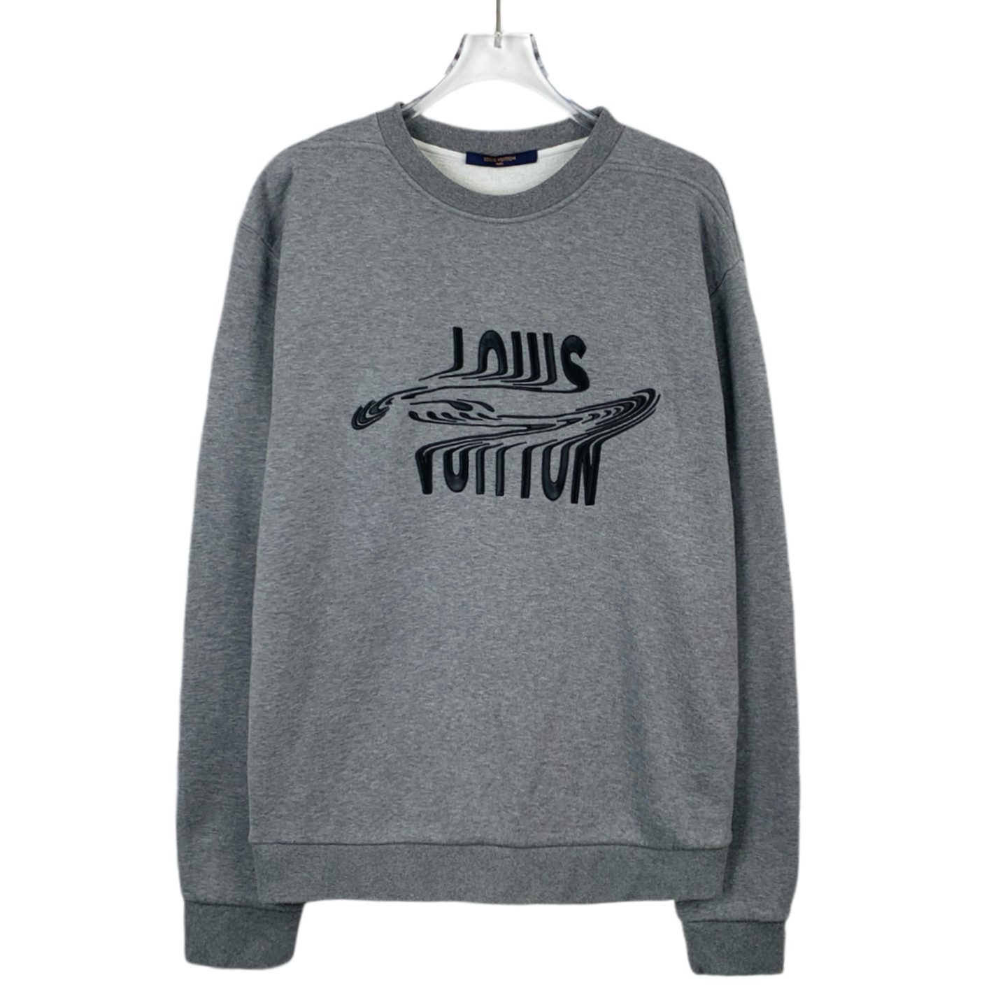 Louis Vuitton Grey Logo Letter Crewneck Cotton Pullover Sweatshirt