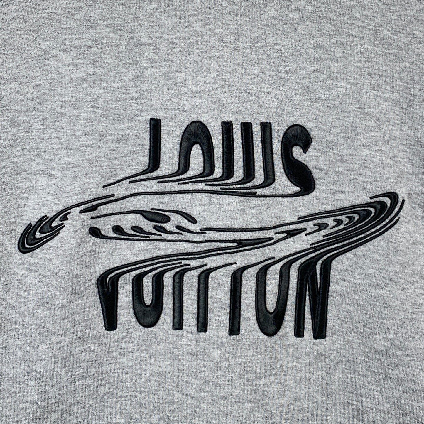 Louis Vuitton Grey Logo Letter Crewneck Cotton Pullover Sweatshirt