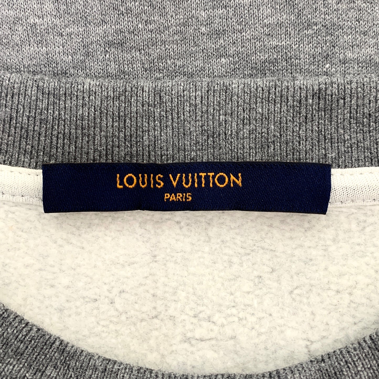 Louis Vuitton Grey Logo Letter Crewneck Cotton Pullover Sweatshirt