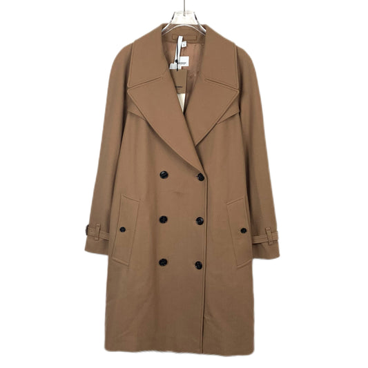 Burberry Brown Wool Coat with Double-Breasted Design Lapel Collar