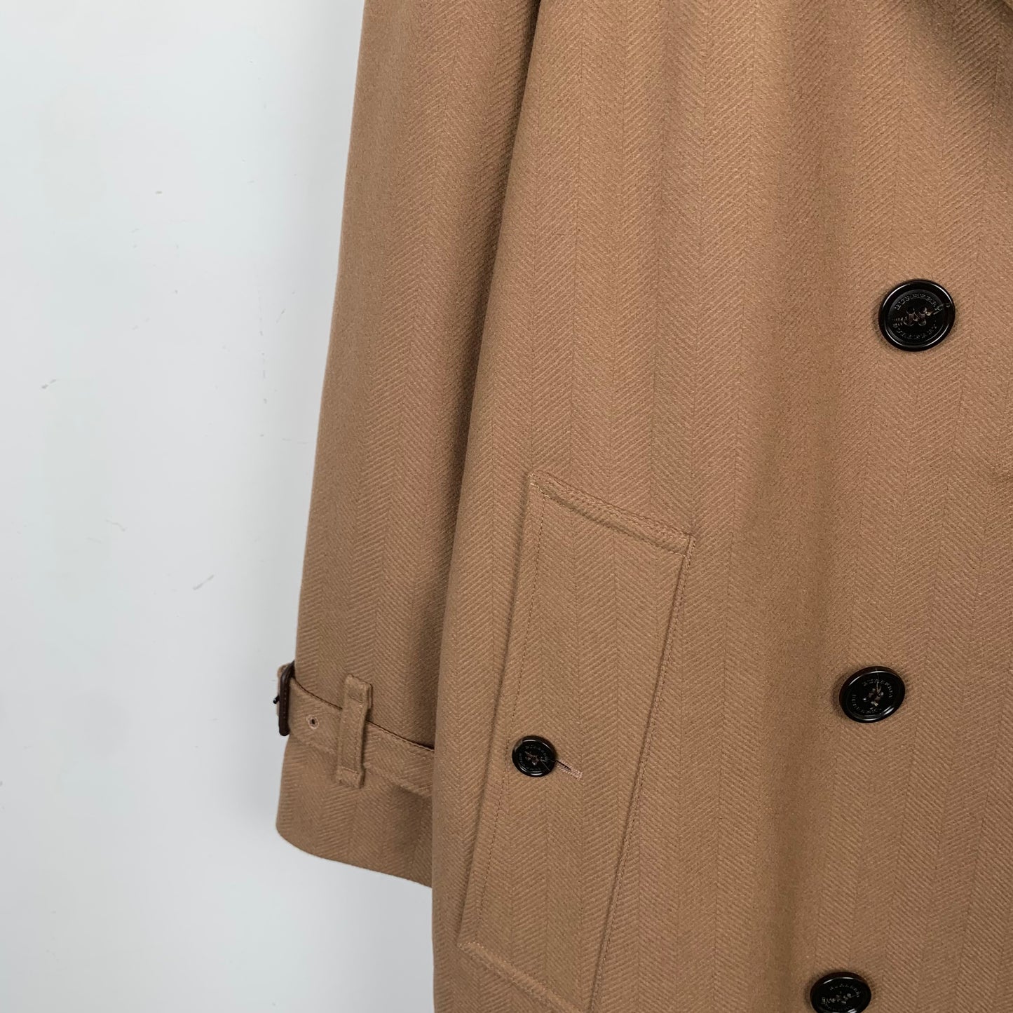 Burberry Brown Wool Coat with Double-Breasted Design Lapel Collar