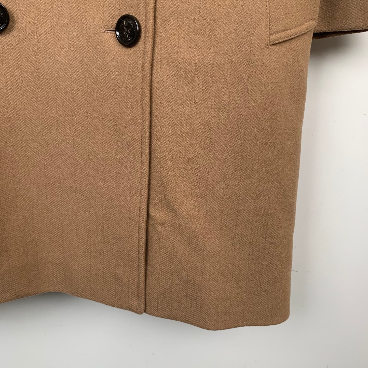 Burberry Brown Wool Coat with Double-Breasted Design Lapel Collar