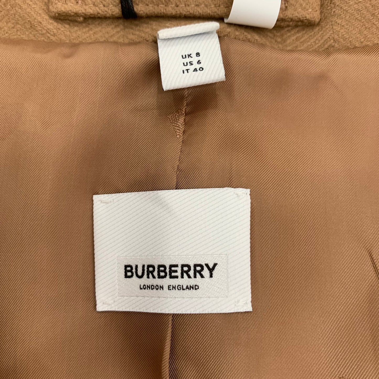 Burberry Brown Wool Coat with Double-Breasted Design Lapel Collar