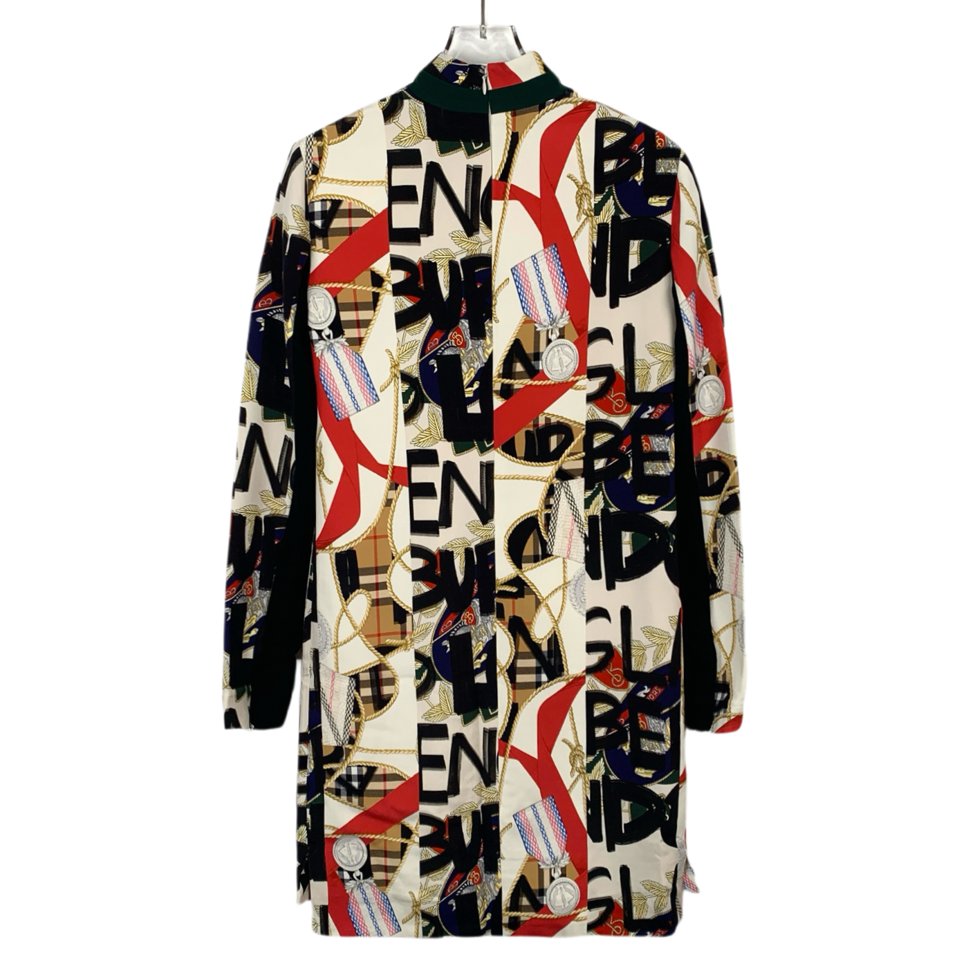 Burberry Multicolor Letter Print Silk Long-Sleeve Dress