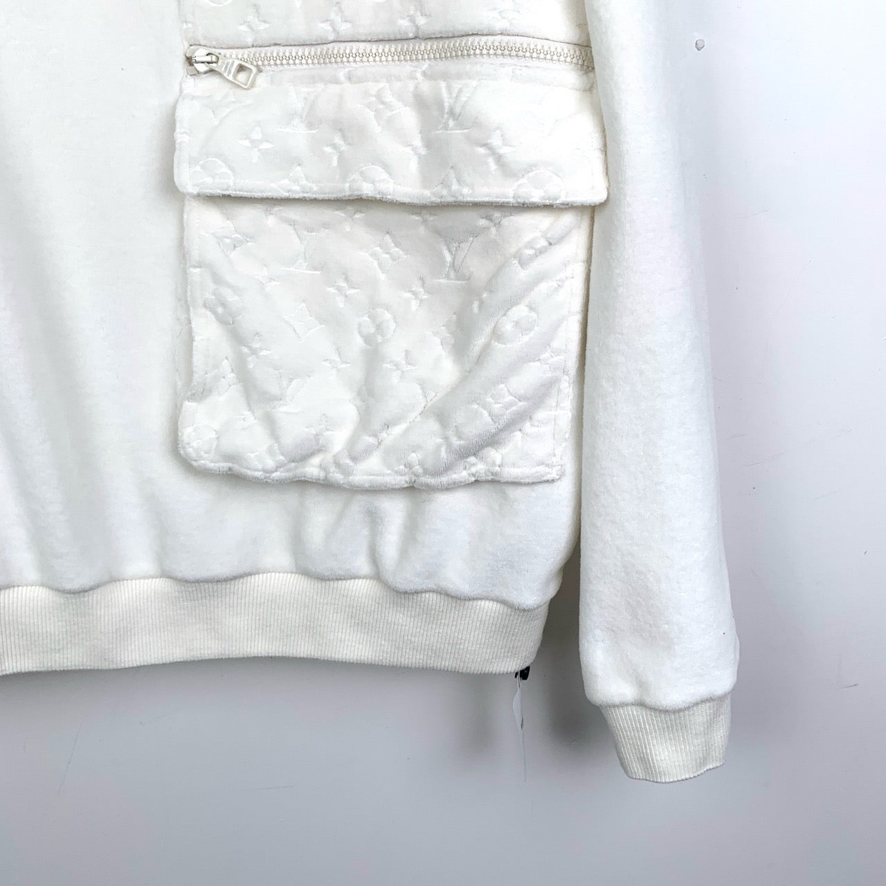 Louis Vuitton Embossed Monogram Half-Zip White Sweatshirt