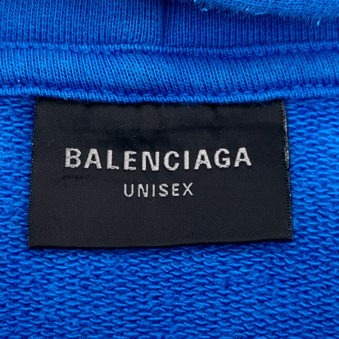 Balenciaga Blue Logo Print Cotton Hoodie