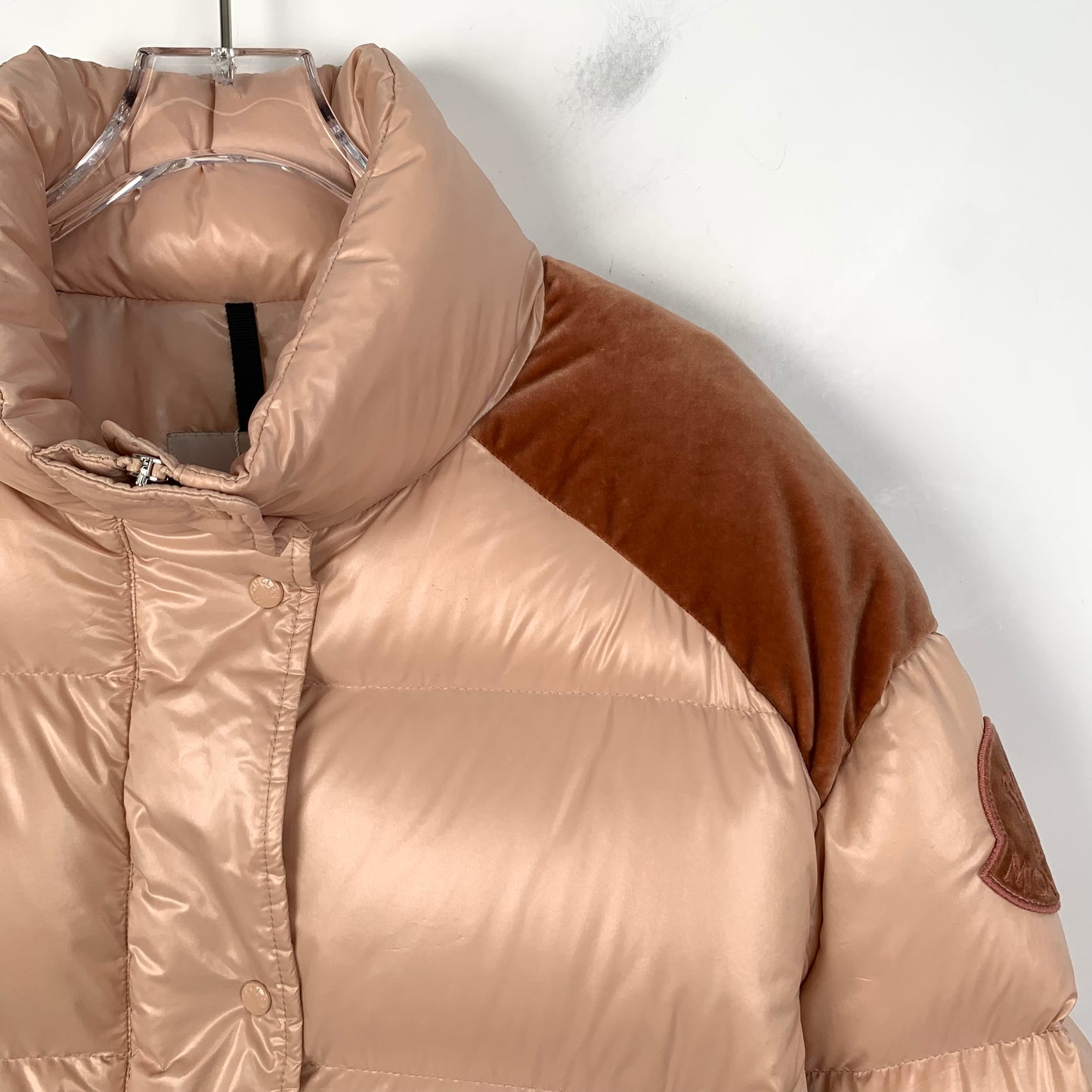 Moncler Chouette Pink High-Neck Down Jacket,