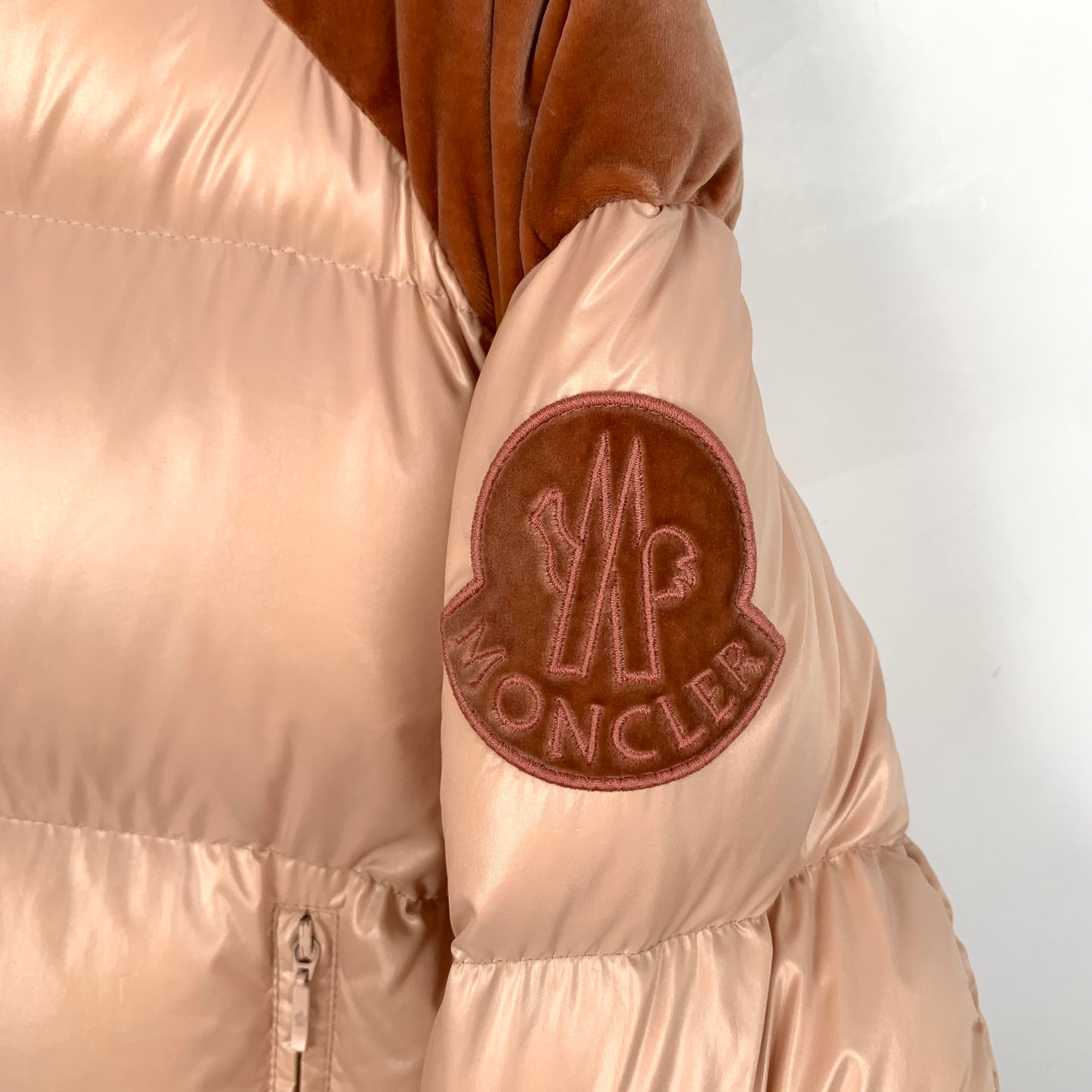 Moncler Chouette Pink High-Neck Down Jacket,