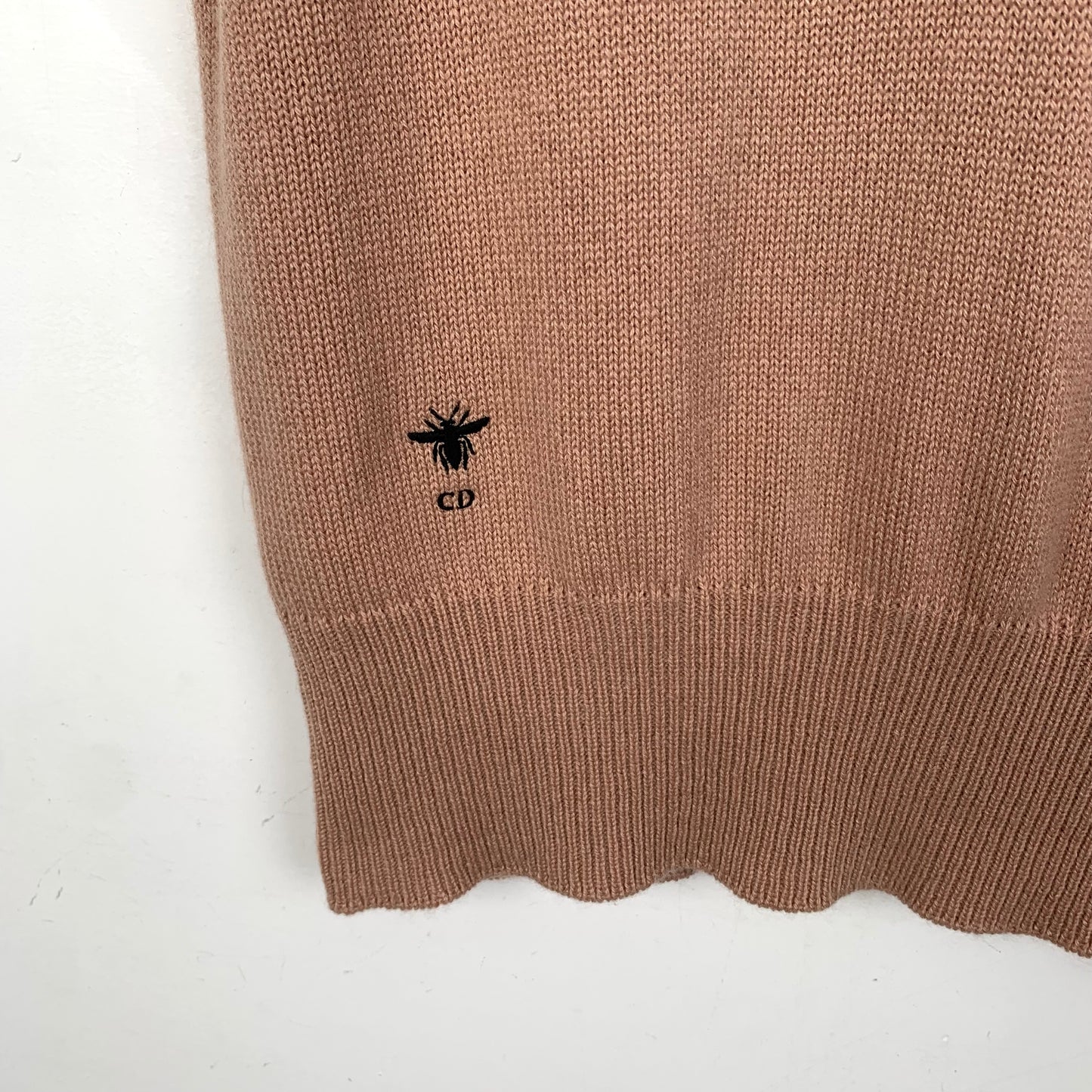 Christian Dior Brown Embroidered Bee Cashmere Knit Shawl Vest