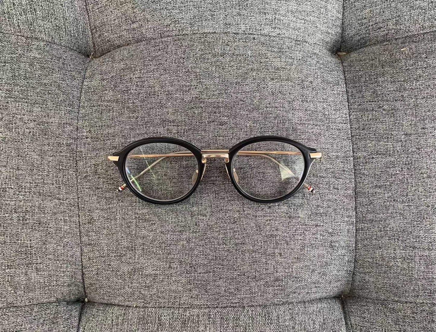 Thom Browne Black-Gold Eyeglass Fram