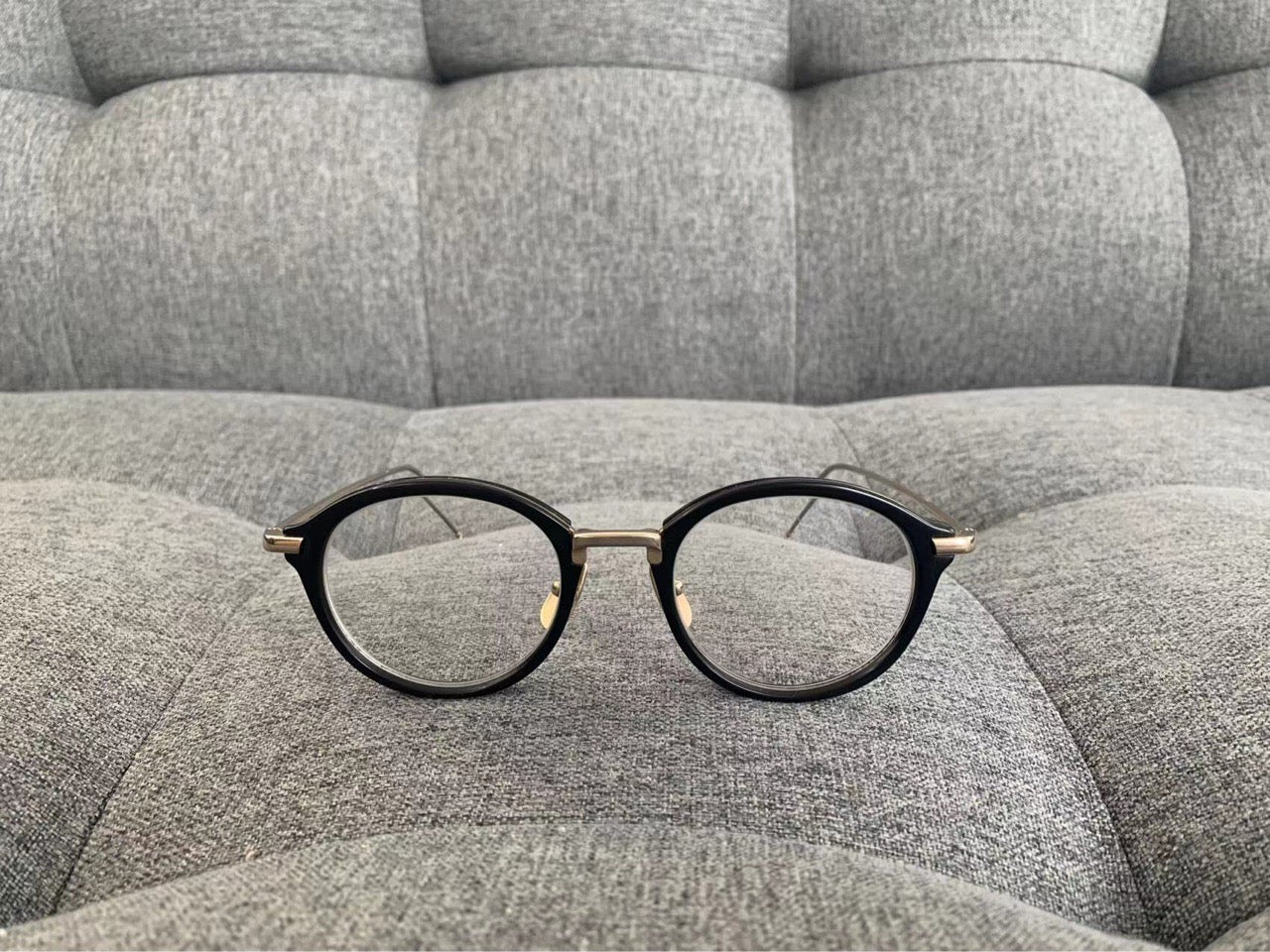 Thom Browne Black-Gold Eyeglass Fram