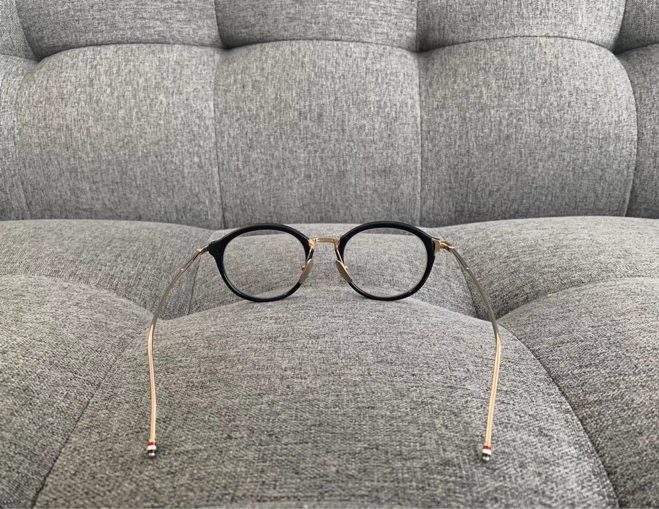 Thom Browne Black-Gold Eyeglass Fram