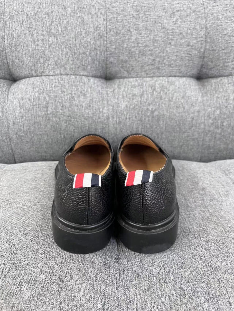 Thom Browne black pebbled leather loafers