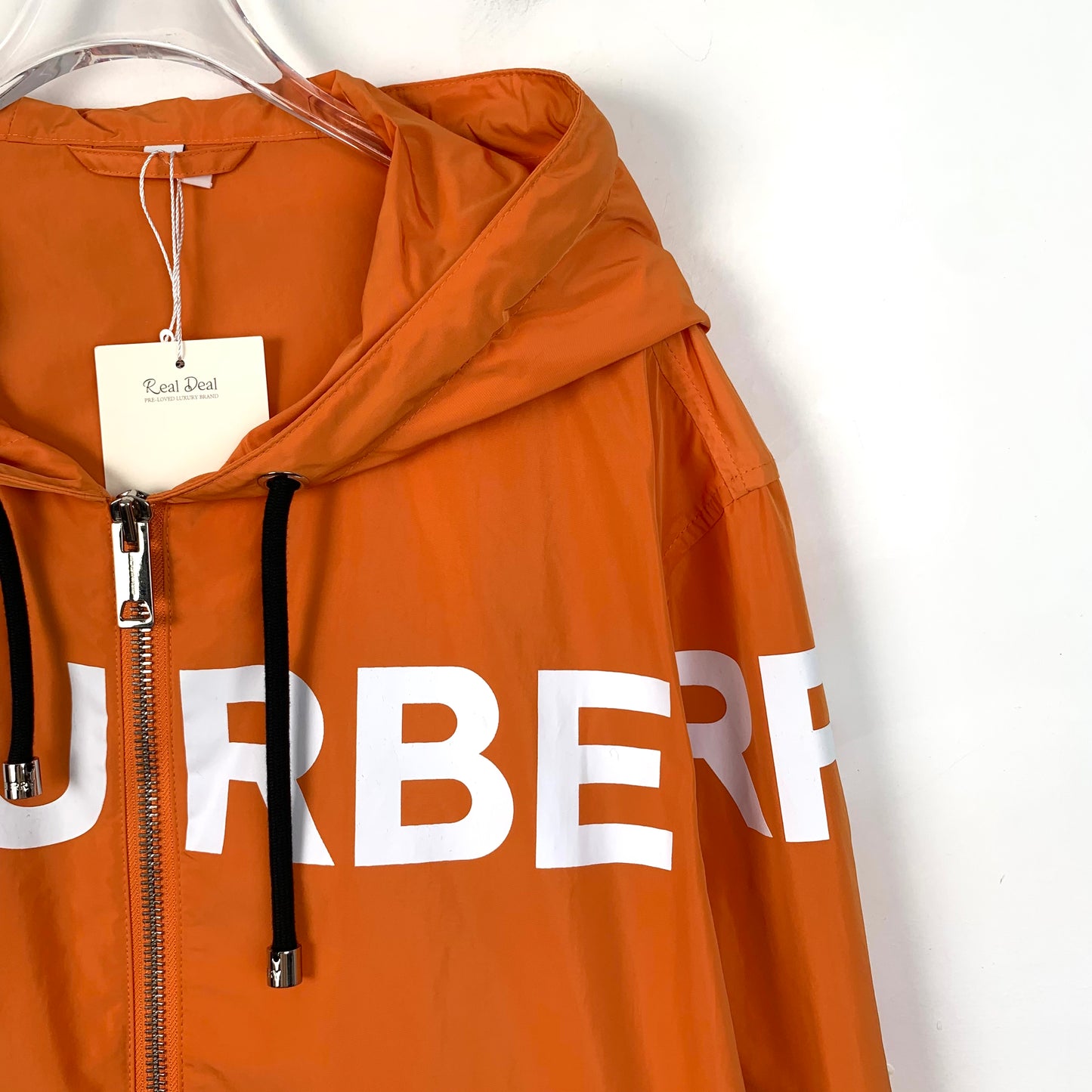 Burberry orange hooded jacket with letter print