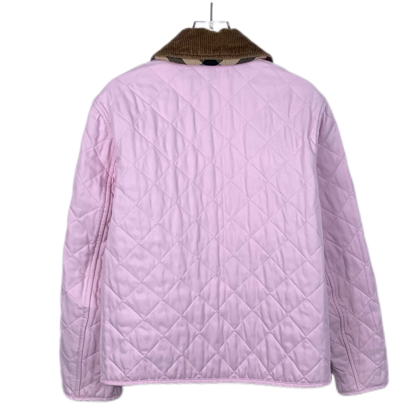 Burberry pink diamond-quilted cotton jacket with turn-down collar