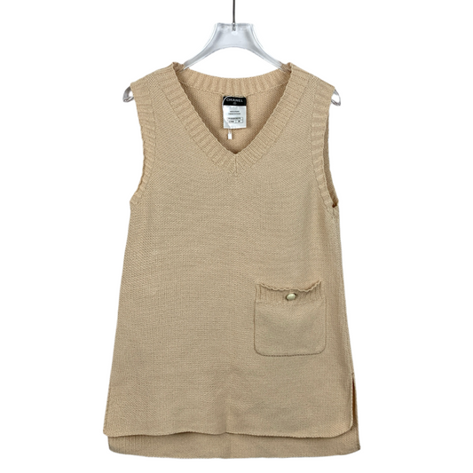 Chanel beige cotton knit sleeveless vest