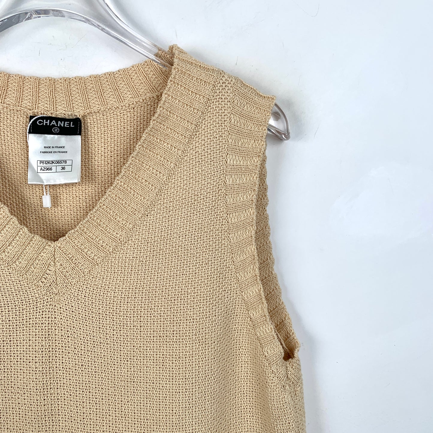 Chanel beige cotton knit sleeveless vest