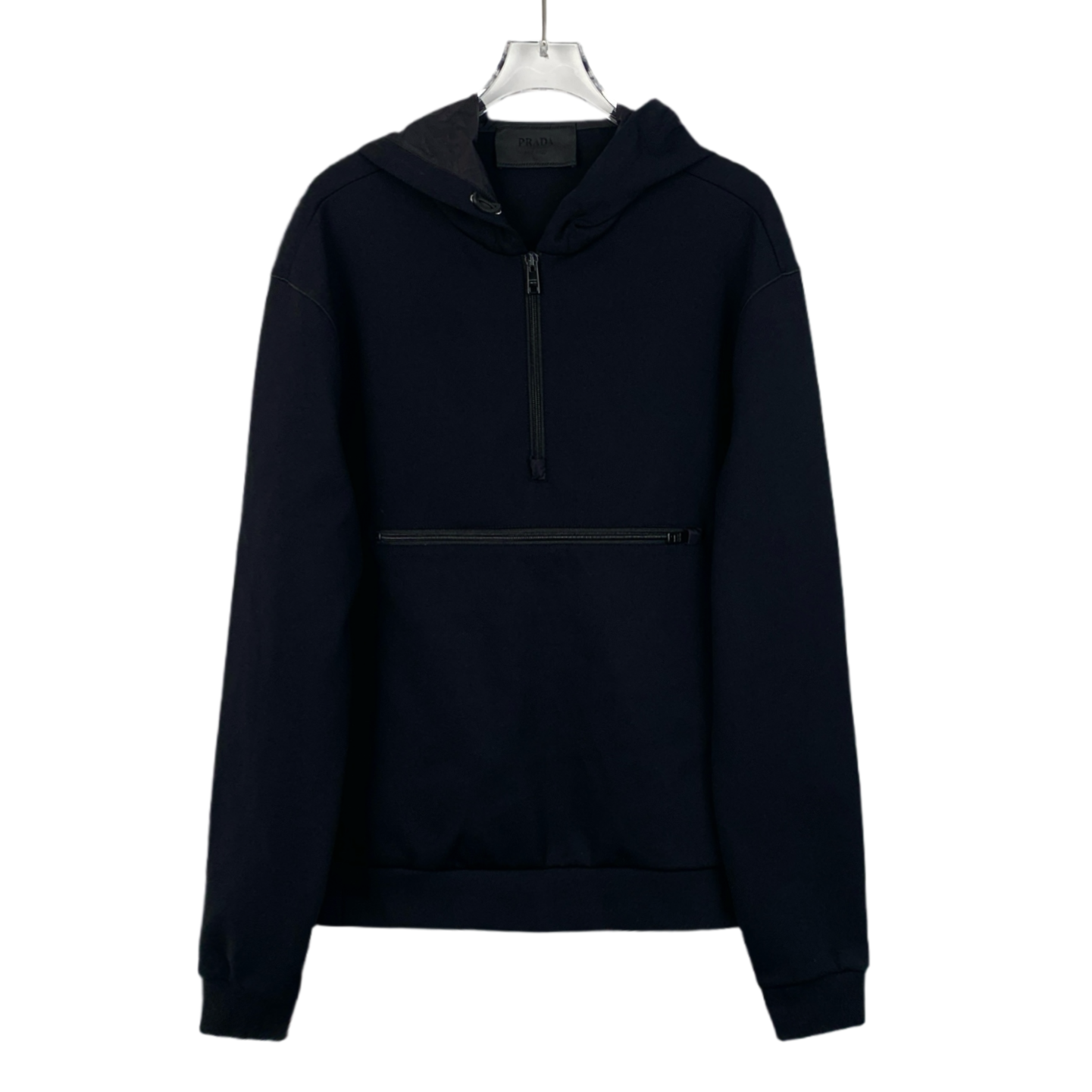 Prada black hooded half-zip long-sleeve sweatshirt