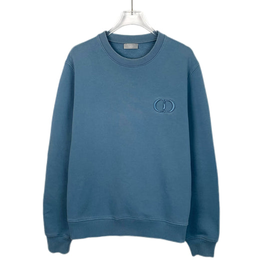 Dior blue cotton long-sleeve sweatshirt with CD letter embroidery