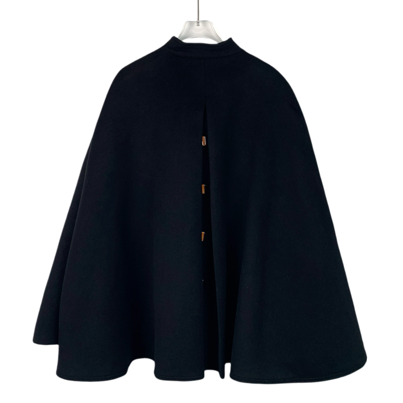 Louis Vuitton black lambswool cape coat