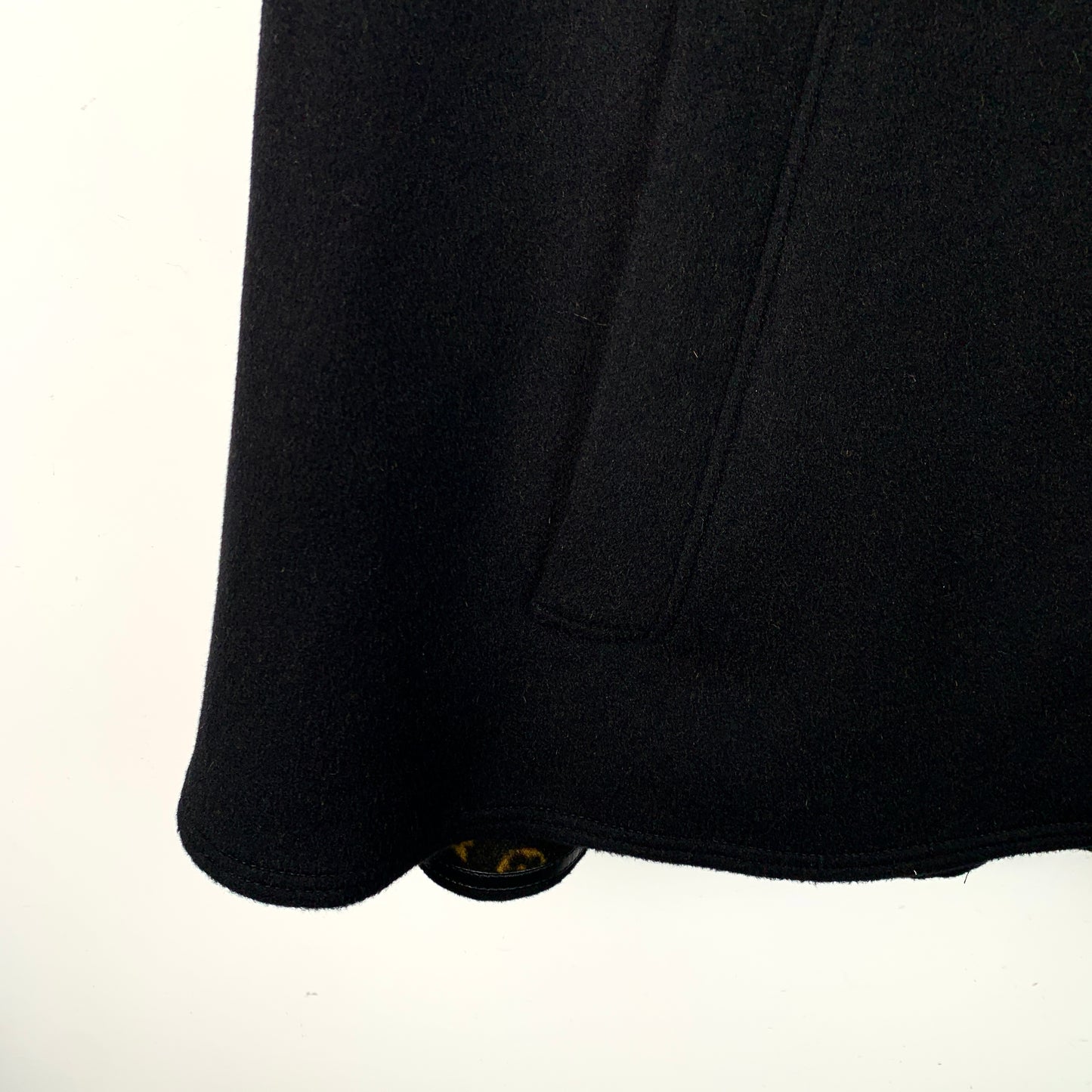 Louis Vuitton black lambswool cape coat