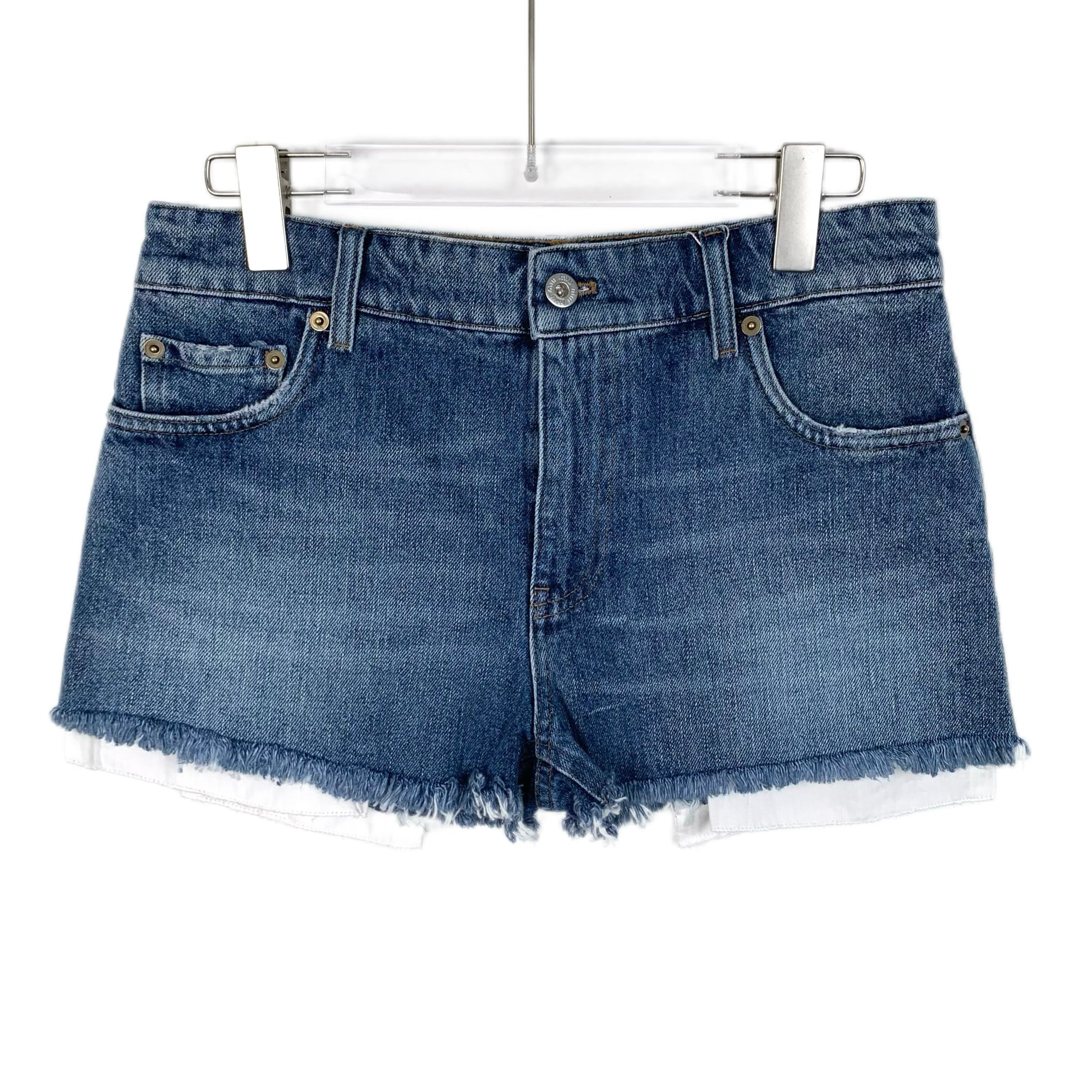 MiuMiu 2021 Blue Logo Denim Cotton Shorts