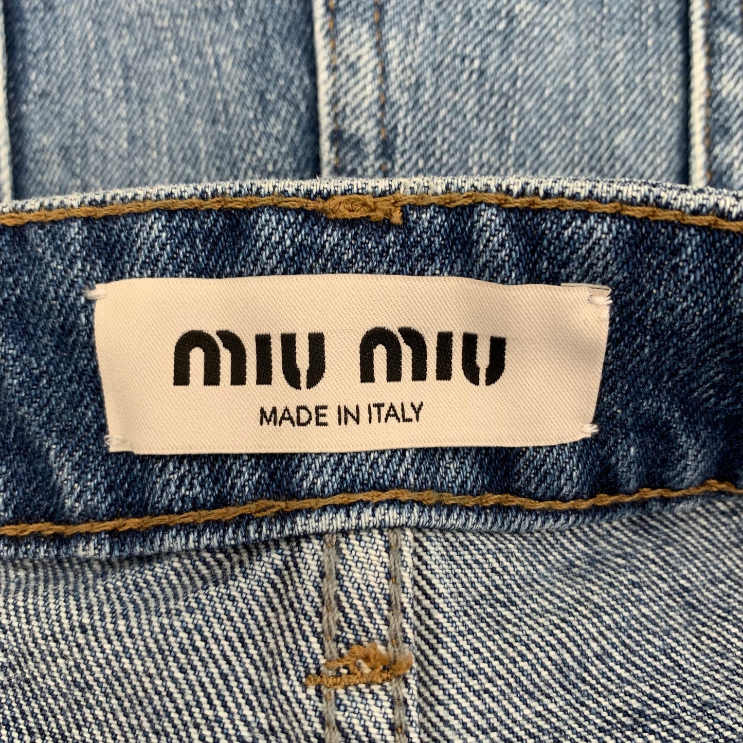 MiuMiu 2021 Blue Logo Denim Cotton Shorts