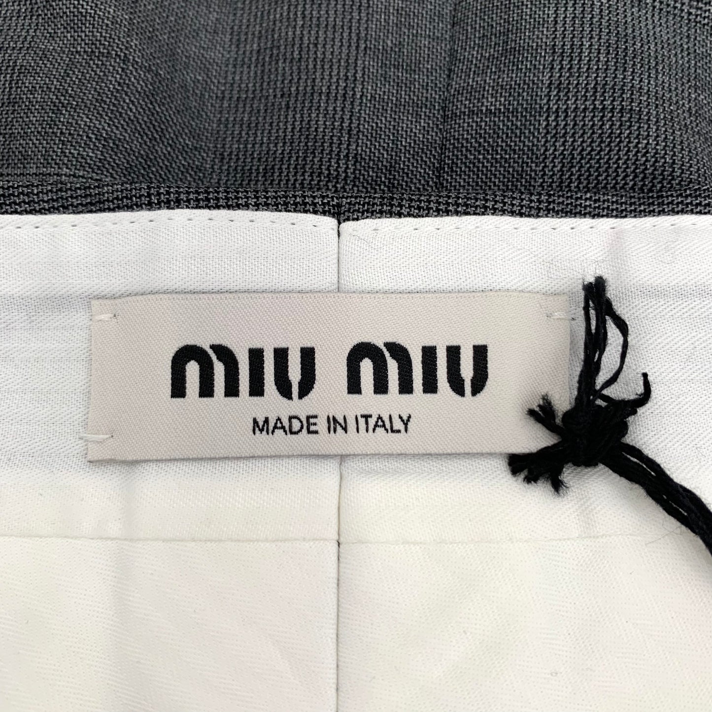 MiuMiu 2022 Gray Embroidered Logo Mini Skirt