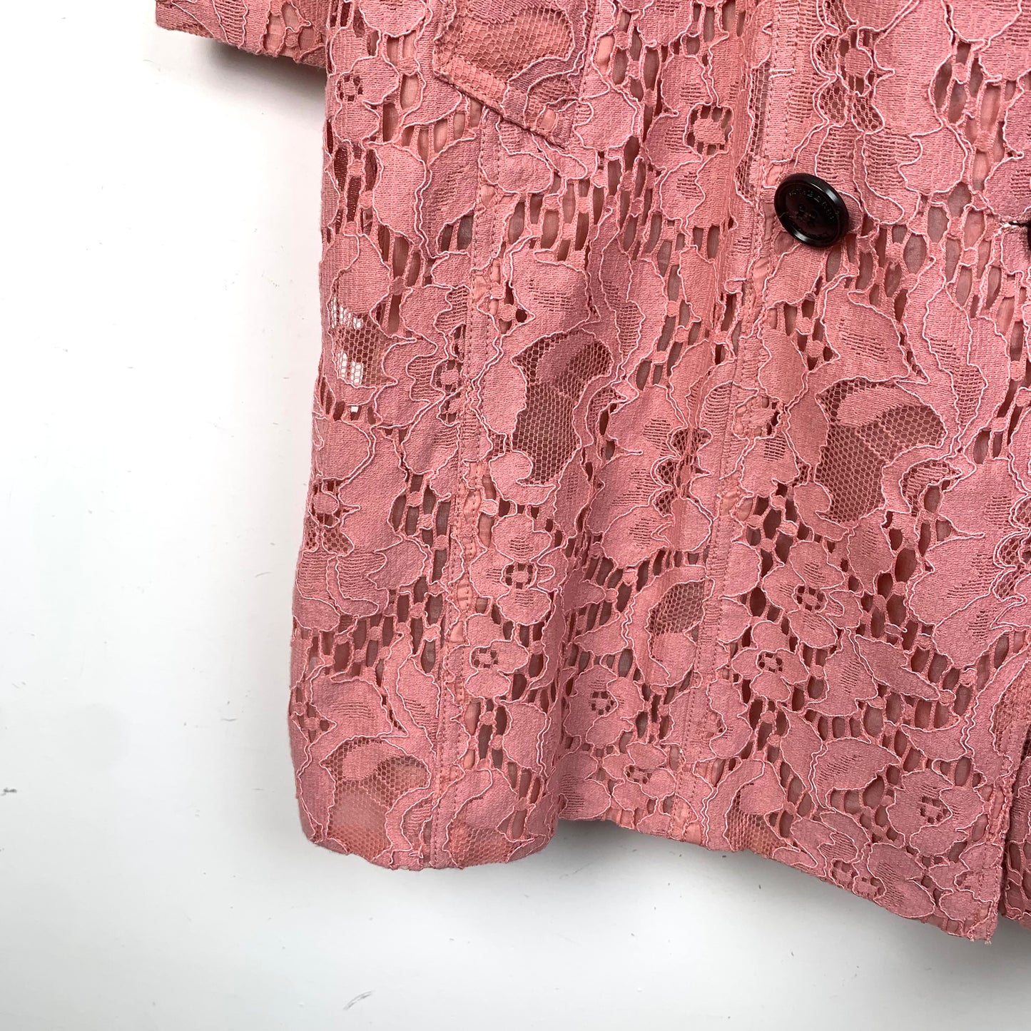 Burberry Pink Lace-Trimmed Belted Coa