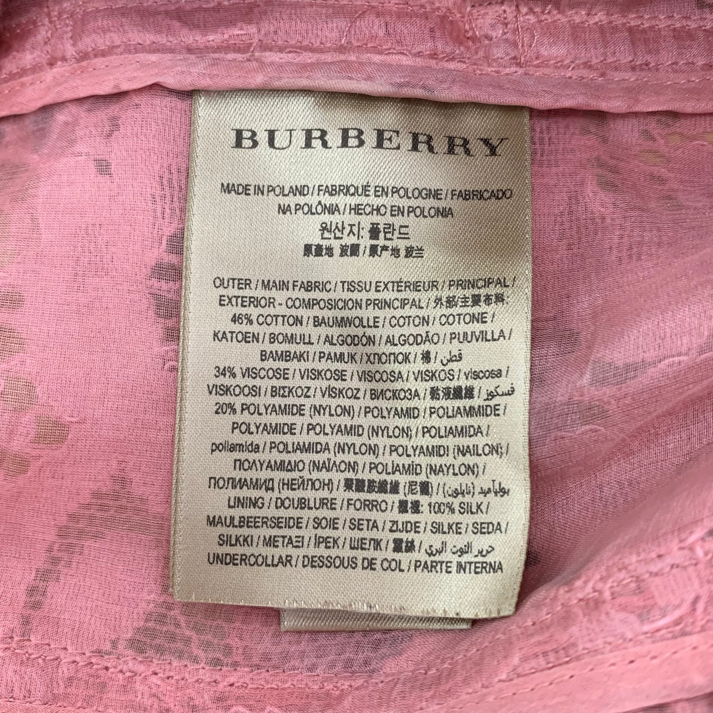 Burberry Pink Lace-Trimmed Belted Coa