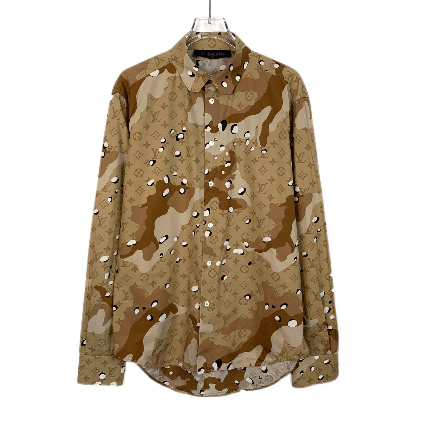 Louis Vuitton Camouflage Monogram Print Cotton Long-Sleeve Shirt,