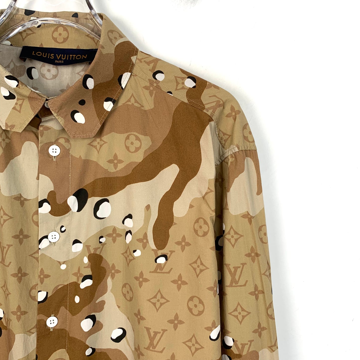 Louis Vuitton Camouflage Monogram Print Cotton Long-Sleeve Shirt,