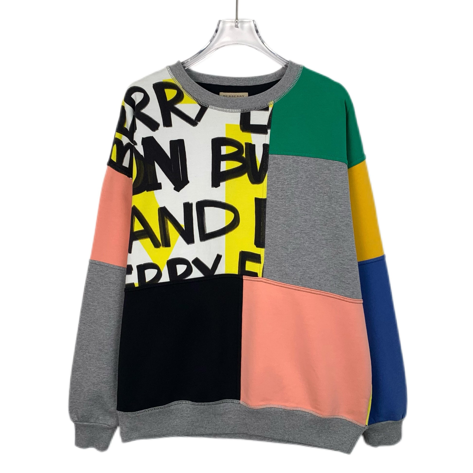 Burberry Color-Block Graffiti Letter Crewneck Sweatshirt