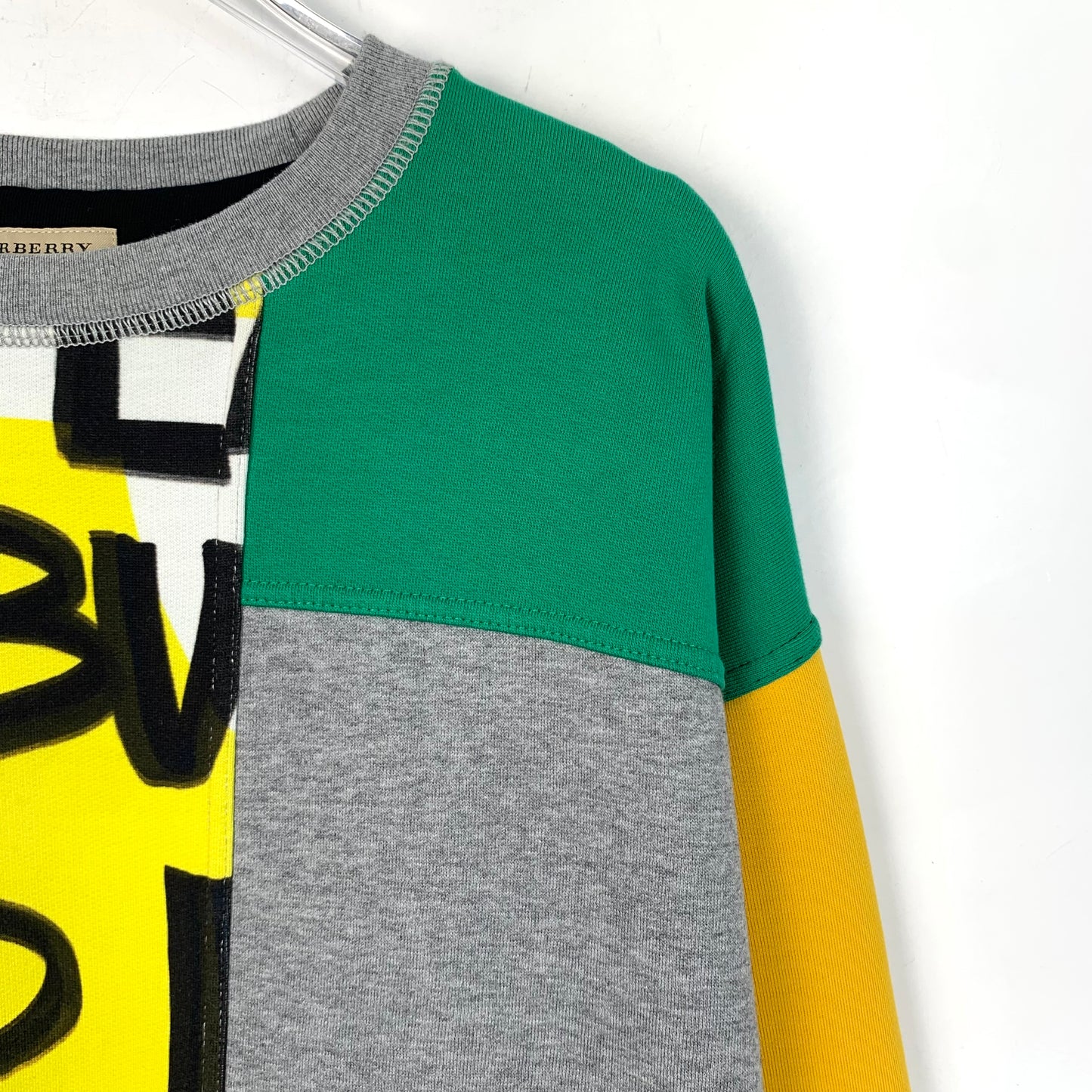 Burberry Color-Block Graffiti Letter Crewneck Sweatshirt