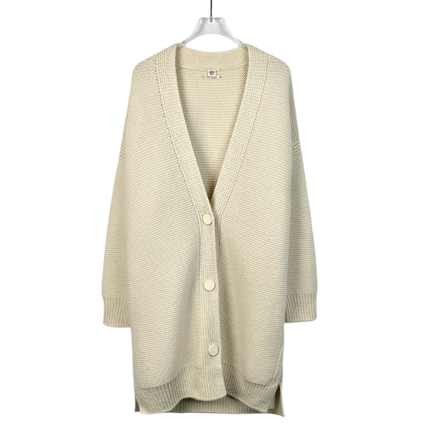 Hermès Beige Single-Breasted Mid-Length Cashmere Cardigan