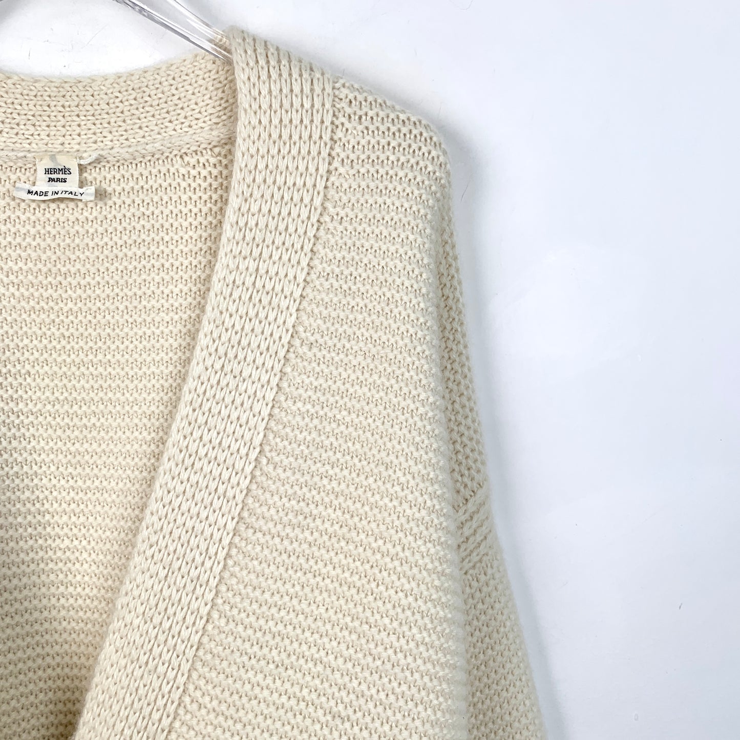 Hermès Beige Single-Breasted Mid-Length Cashmere Cardigan