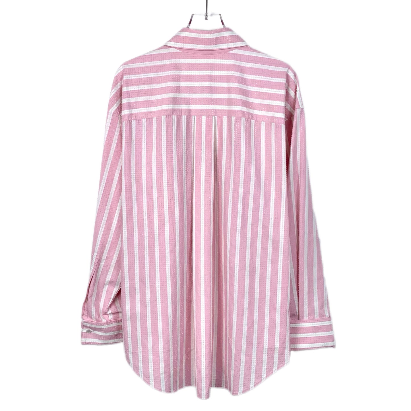 Alexander Wang Logo Colorblock Striped Rhinestone Embellished Cotton Shirt