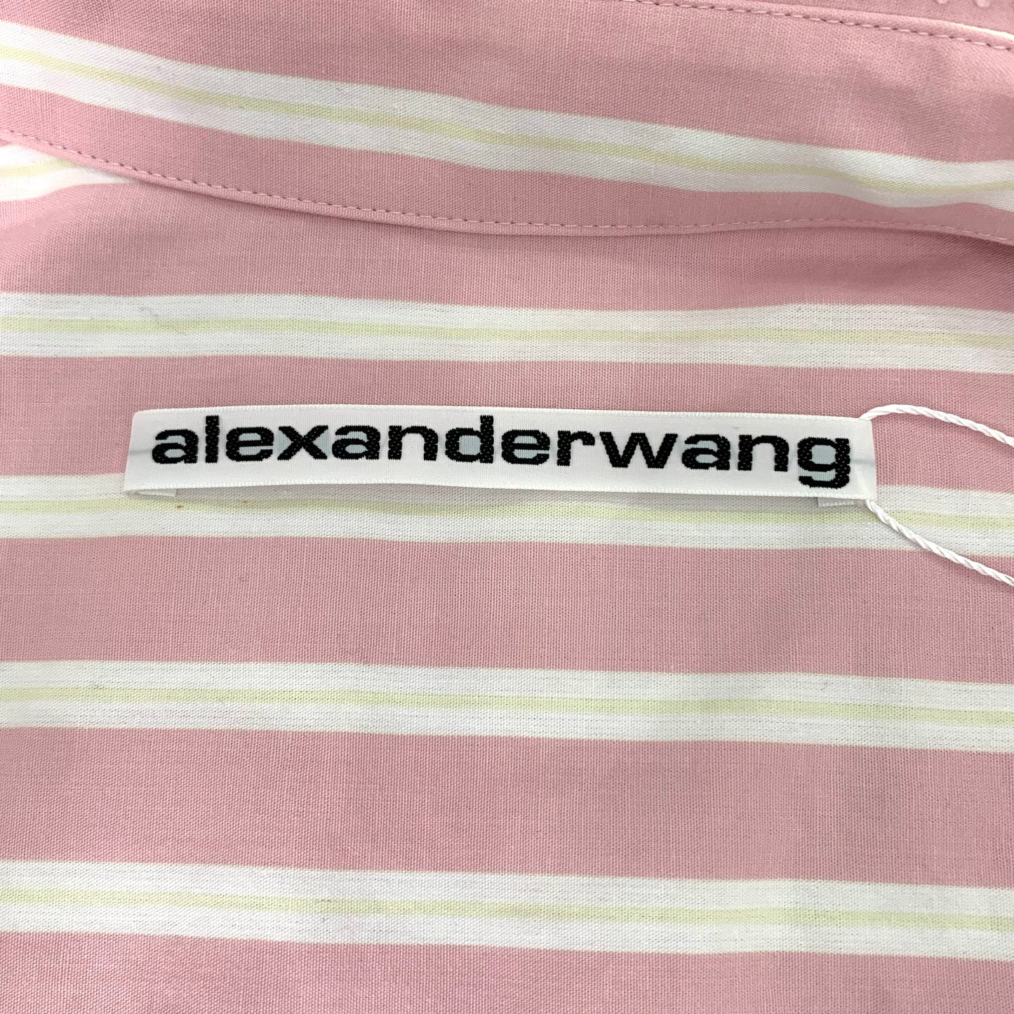 Alexander Wang Logo Colorblock Striped Rhinestone Embellished Cotton Shirt