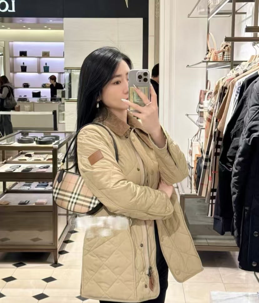 Burberry Khaki Quilted Cotton Jacket