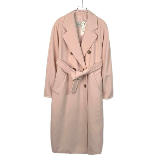 Max Mara 101801 Series Pink Lambswool Double-Breasted Coat with Turn-Down Collar